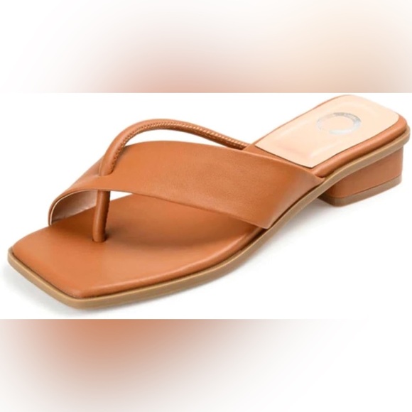 Journee Collection Mina Vegan Leather Block Heel Sandals - Picture 2 of 7